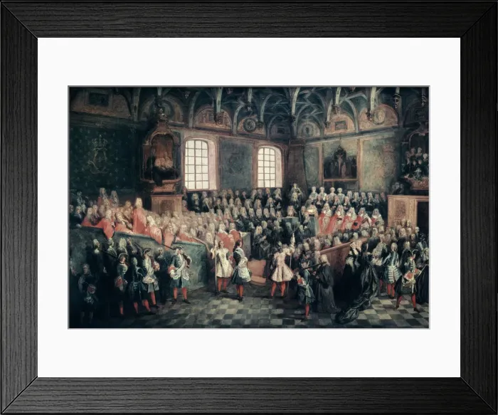 Framed Print : The Seat of Justice in the Parlement of Paris, 1723. Artist: Nicolas Lancret