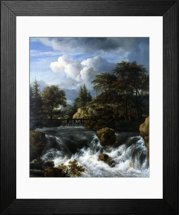 Framed Print : A Waterfall in a Rocky Landscape, 1660-70. Artist: Jacob van Ruisdael Framed Print : A Waterfall in a Rocky Landscape, 1660-70. Artist: Jacob van Ruisdael