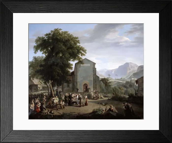 Framed Print : The re-establishment of worship after the Revolution, 19th century. Artist: Rodolphe Topffer