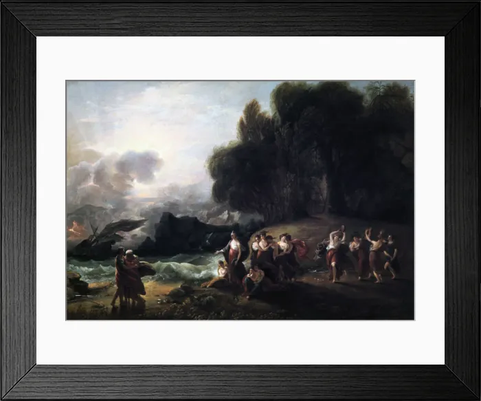 Framed Print : Calypsos Reception of Telemachus and Mentor, 1801. Artist: Benjamin West Framed Print : Calypsos Reception of Telemachus and Mentor, 1801. Artist: Benjamin West