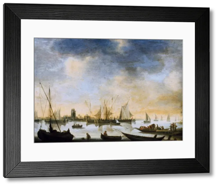 Framed Print : River view, 17th Century. Artist: Jan van Goyen Framed Print : River view, 17th Century. Artist: Jan van Goyen