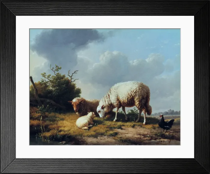 Framed Print : Sheep and Poultry in a Landscape, 19th century. Artist: Eugene Verboeckhoven Framed Print : Sheep and Poultry in a Landscape, 19th century. Artist: Eugene Verboeckhoven
