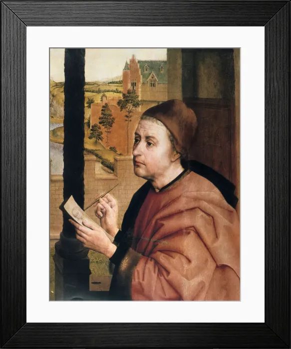 Framed Print : St Luke Drawing the Virgin, detail, 15th century. Artist: Rogier Van der Weyden Framed Print : St Luke Drawing the Virgin, detail, 15th century. Artist: Rogier Van der Weyden
