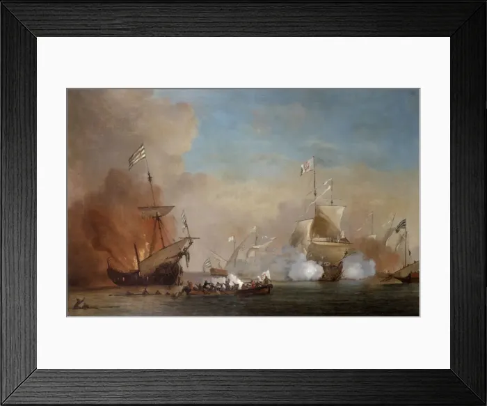 Framed Print : Pirates Attacking a British Navy Ship, 17th century. Artist: Willem van de Velde the Younger Framed Print : Pirates Attacking a British Navy Ship, 17th century. Artist: Willem van de Velde the Younger