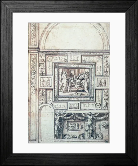 Framed Print : Project for a Wall Decoration of a vault, 16th century. Artist: Perino del Vaga Framed Print : Project for a Wall Decoration of a vault, 16th century. Artist: Perino del Vaga