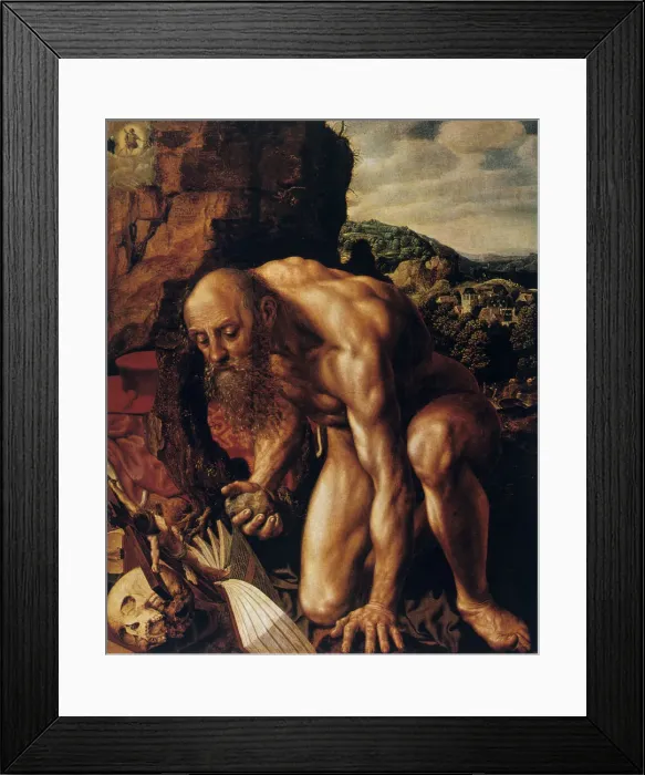 Framed Print : St Jerome, 1543. Artist: Jan Sanders van Hemessen Framed Print : St Jerome, 1543. Artist: Jan Sanders van Hemessen