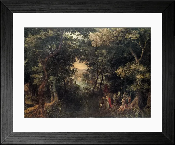 Framed Print : Landscape with the Apostle Philip Baptizing the Eunuch, (1590-1632?). Artist: David Vinckboons Framed Print : Landscape with the Apostle Philip Baptizing the Eunuch, (1590-1632?). Artist: David Vinckboons