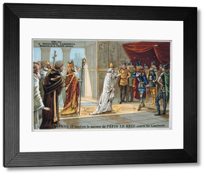 Framed Print : Pope Stephen II pleads for the safety of Pepin the Short from the Lombards, c750 AD, (19th century) Framed Print : Pope Stephen II pleads for the safety of Pepin the Short from the Lombards, c750 AD, (19th century)