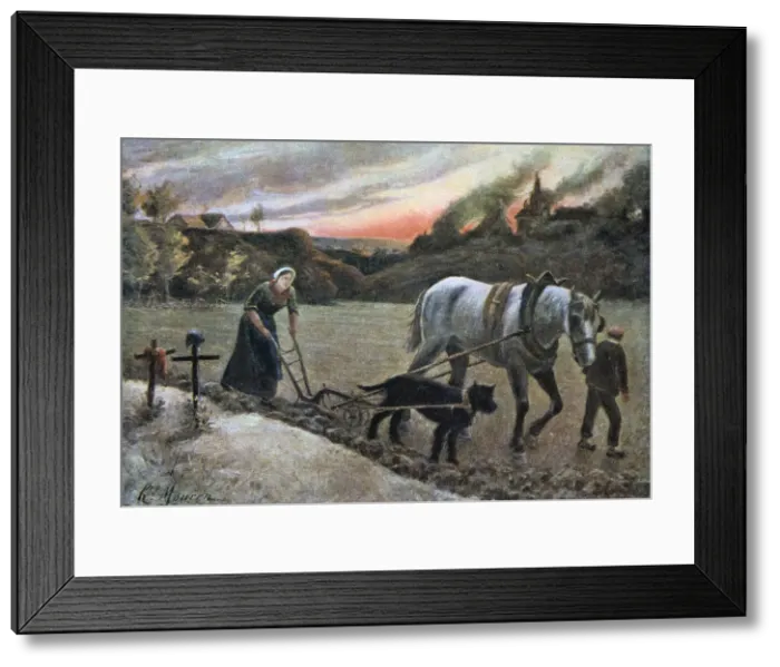 Framed Print : La Femme aux Champs, 1915. Artist: H Mouren Framed Print : La Femme aux Champs, 1915. Artist: H Mouren