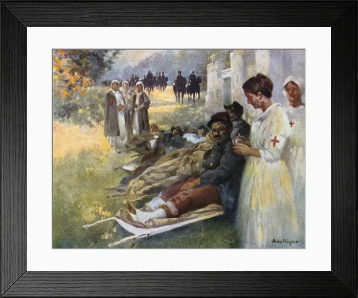 Framed Print : Le Premier Soin, 1914. Artist: Alexandre de Riquer Framed Print : Le Premier Soin, 1914. Artist: Alexandre de Riquer