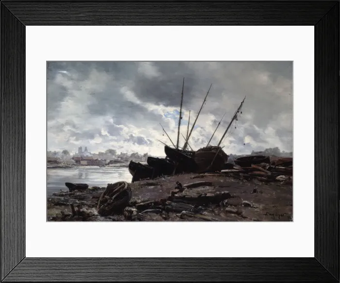 Framed Print : Boats Waiting for the Tide, 1882. Artist: Emmanuel Lansyer Framed Print : Boats Waiting for the Tide, 1882. Artist: Emmanuel Lansyer