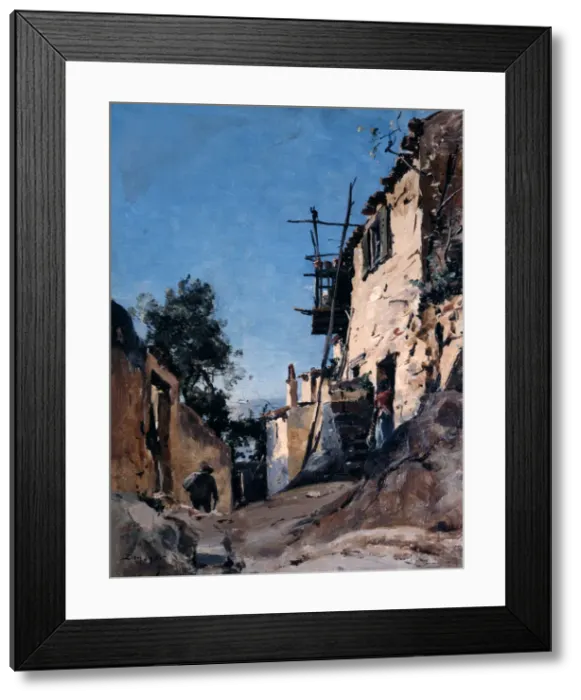 Framed Print : The Old Town Below the Cemetery, Menton, 1890. Artist: Emmanuel Lansyer Framed Print : The Old Town Below the Cemetery, Menton, 1890. Artist: Emmanuel Lansyer