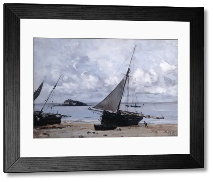 Framed Print : Beached Boats at St Jean, 1884. Artist: Emmanuel Lansyer Framed Print : Beached Boats at St Jean, 1884. Artist: Emmanuel Lansyer
