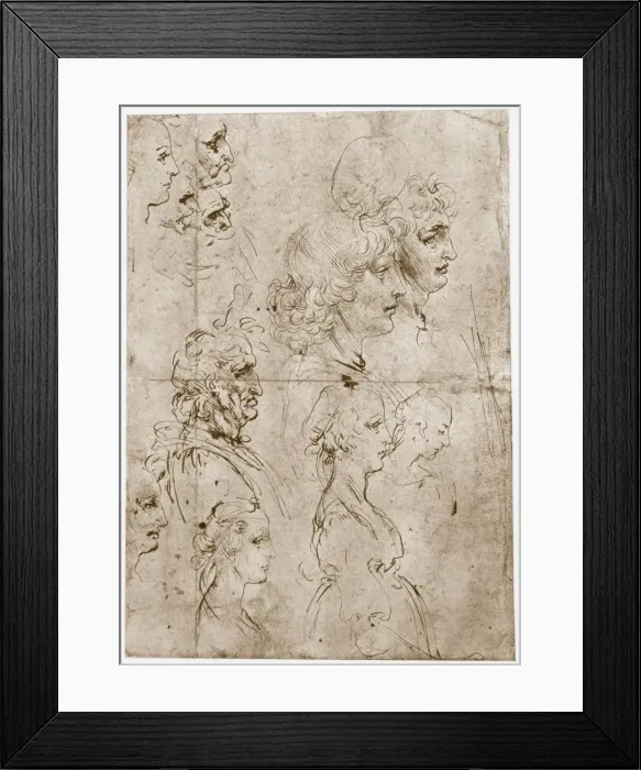 Framed Print : Heads of Girls, Young and Old Men, 1478-1480. Artist: Leonardo da Vinci Framed Print : Heads of Girls, Young and Old Men, 1478-1480. Artist: Leonardo da Vinci