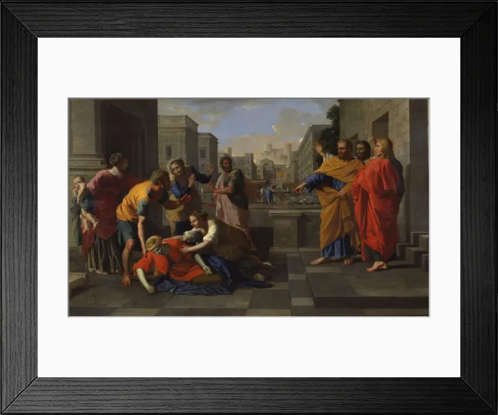 Framed Print : The Death of Sapphira, 1654-1656. Artist: Nicolas Poussin Framed Print : The Death of Sapphira, 1654-1656. Artist: Nicolas Poussin