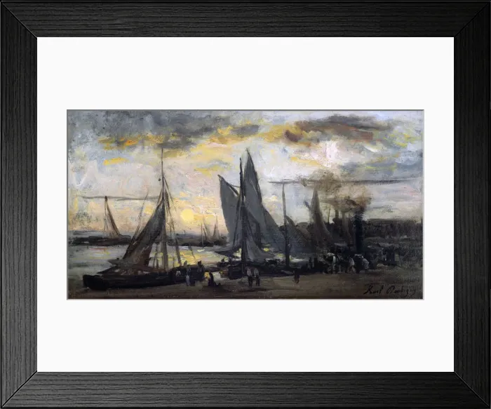 Framed Print : The Return of the Fishermen, late 19th century. Artist: Karl Daubigny Framed Print : The Return of the Fishermen, late 19th century. Artist: Karl Daubigny