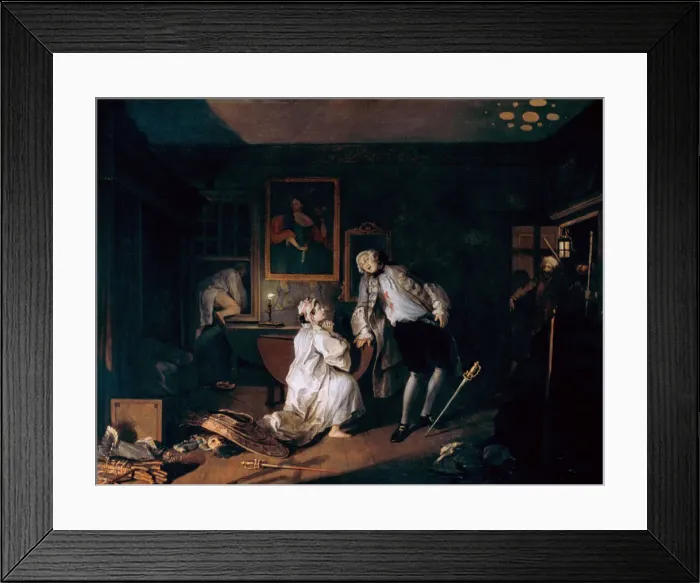 Framed Print : Marriage A-la-Mode: 5. The Bagnio, c1743. Artist: William Hogarth Framed Print : Marriage A-la-Mode: 5. The Bagnio, c1743. Artist: William Hogarth