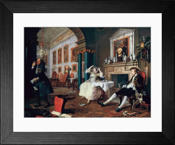 Framed Print : Marriage A-la-Mode: 2. The Tete a Tete, 1743. Artist: William Hogarth Framed Print : Marriage A-la-Mode: 2. The Tete a Tete, 1743. Artist: William Hogarth