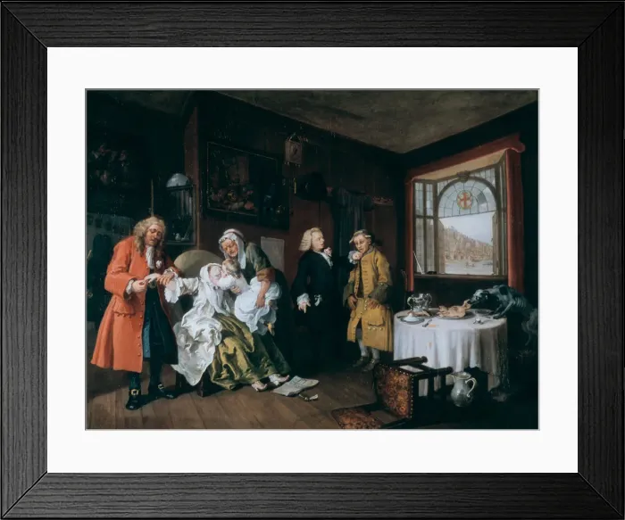 Framed Print : Marriage A-la-Mode: 6. The Ladys Death, c1743. Artist: William Hogarth Framed Print : Marriage A-la-Mode: 6. The Ladys Death, c1743. Artist: William Hogarth
