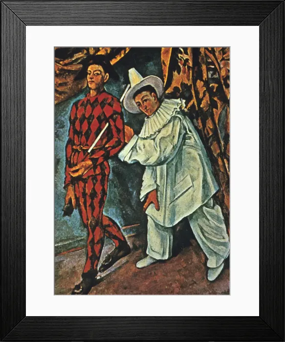 Framed Print : Arlequin et Pierrot, 1888. Artist: Paul Cezanne Framed Print : Arlequin et Pierrot, 1888. Artist: Paul Cezanne