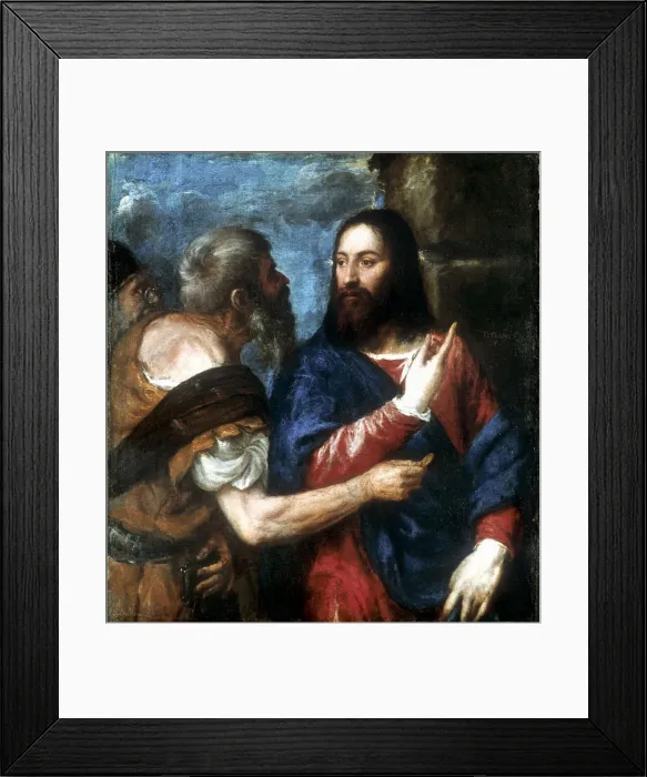 Framed Print : The Tribute Money, 1560-1568. Artist: Titian Framed Print : The Tribute Money, 1560-1568. Artist: Titian