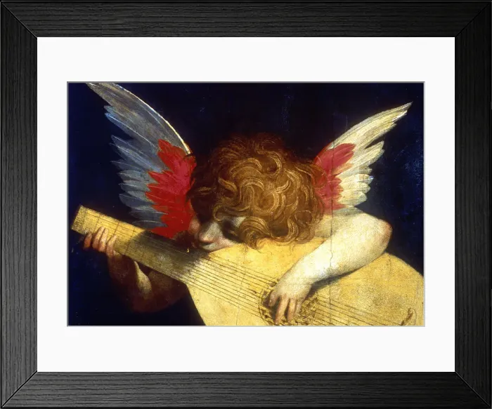 Framed Print : Winged Putto Playing a Lute, 16th century. Artist: Fiorentino Rossi Framed Print : Winged Putto Playing a Lute, 16th century. Artist: Fiorentino Rossi