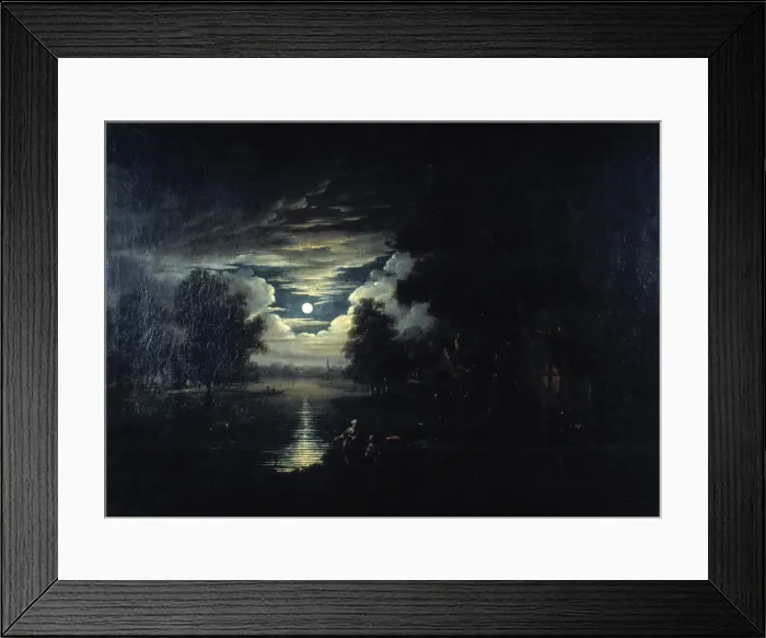 Framed Print : Moon reflected in a lake, 17th century Framed Print : Moon reflected in a lake, 17th century
