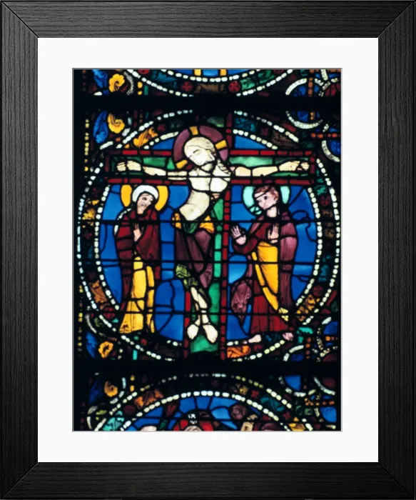 Framed Print : Christ on the Cross, stained glass, Chartres Cathedral, France, 1194-1260 Framed Print : Christ on the Cross, stained glass, Chartres Cathedral, France, 1194-1260