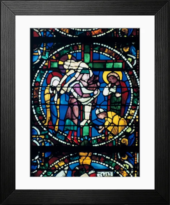 Framed Print : The Descent from the Cross, stained glass, Chartres Cathedral, France, 1194-1260 Framed Print : The Descent from the Cross, stained glass, Chartres Cathedral, France, 1194-1260