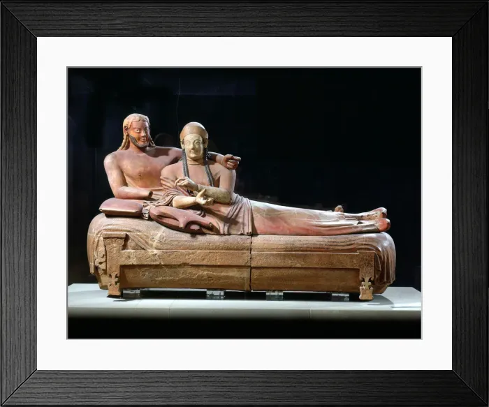 Framed Print : Sarcophagus with reclining couple, 6th century BC