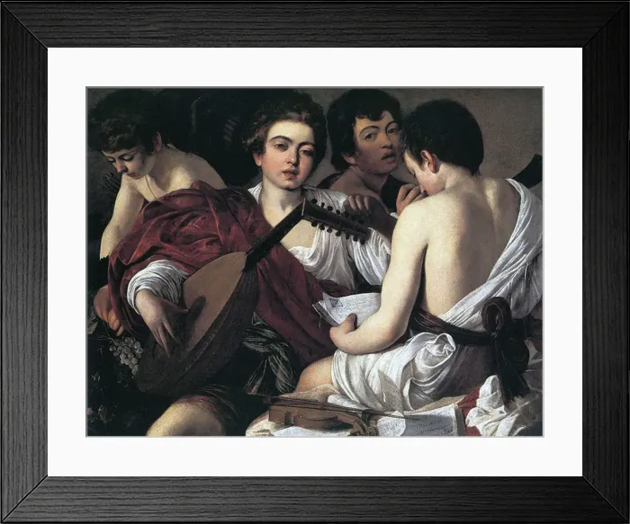 Framed Print : The Musicians, c1595. Artist: Michelangelo Caravaggio Framed Print : The Musicians, c1595. Artist: Michelangelo Caravaggio