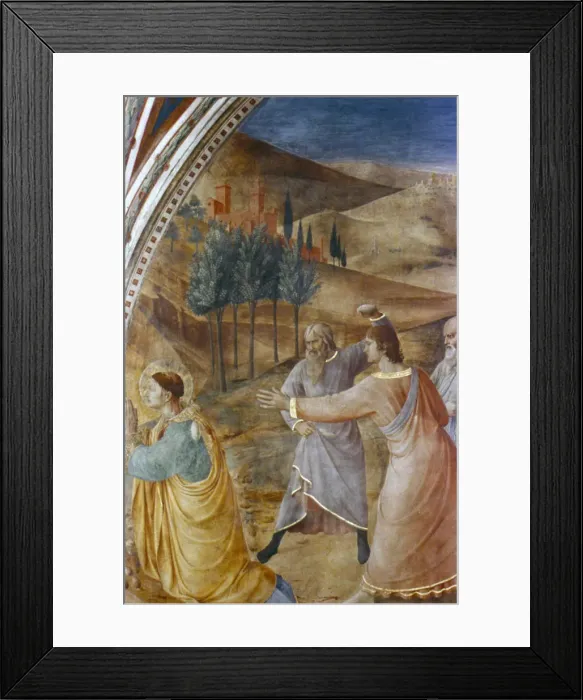 Framed Print : The Stoning of St Stephen, mid 15th century. Artist: Fra Angelico Framed Print : The Stoning of St Stephen, mid 15th century. Artist: Fra Angelico