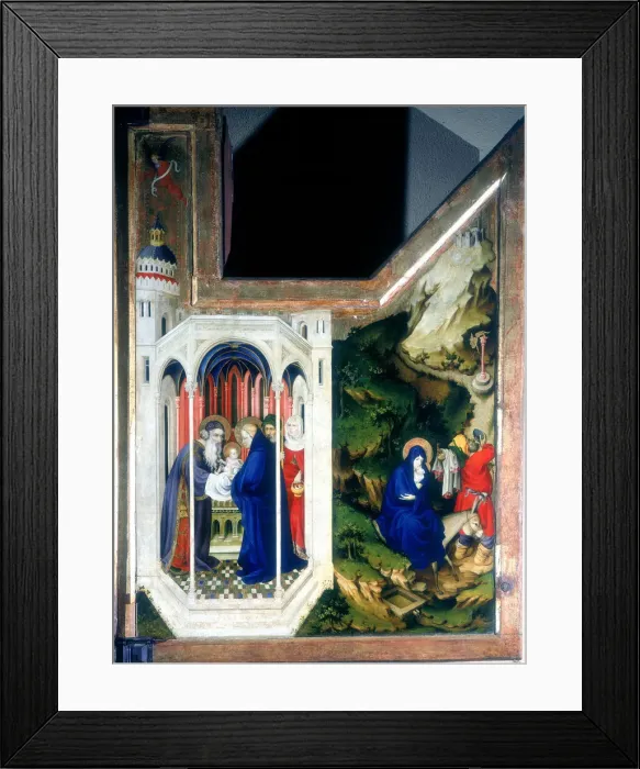 Framed Print : The Presentation at the Temple and the Flight Into Egypt, 1394-1399. Artist: Melchior Broederlam Framed Print : The Presentation at the Temple and the Flight Into Egypt, 1394-1399. Artist: Melchior Broederlam