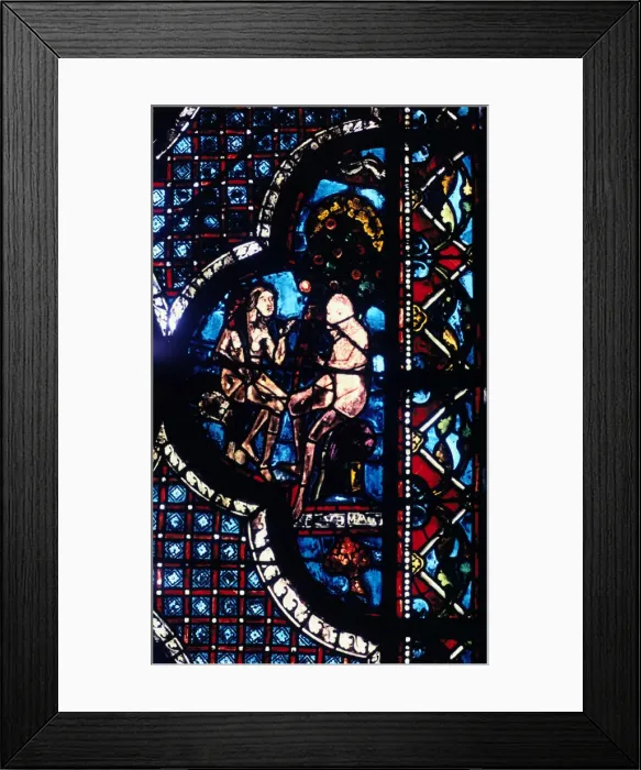 Framed Print : Adam and Eve, stained glass, Chartres Cathedral, France, 1205-1215 Framed Print : Adam and Eve, stained glass, Chartres Cathedral, France, 1205-1215
