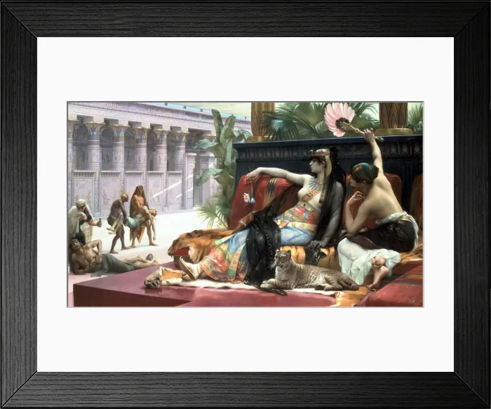 Framed Print : Cleopatra testing poisons on those condemned to death, late 19th century. Artist: Sir Lawrence Alma-Tadema Framed Print : Cleopatra testing poisons on those condemned to death, late 19th century. Artist: Sir Lawrence Alma-Tadema