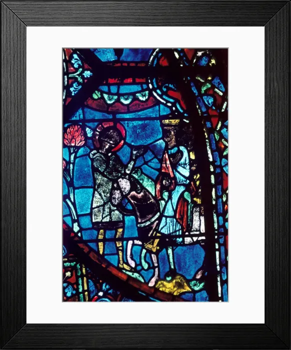 Framed Print : Baudoin tells Charlemagne of the death of Roland, stained glass, Chartres Cathedral, 1194-1260 Framed Print : Baudoin tells Charlemagne of the death of Roland, stained glass, Chartres Cathedral, 1194-1260