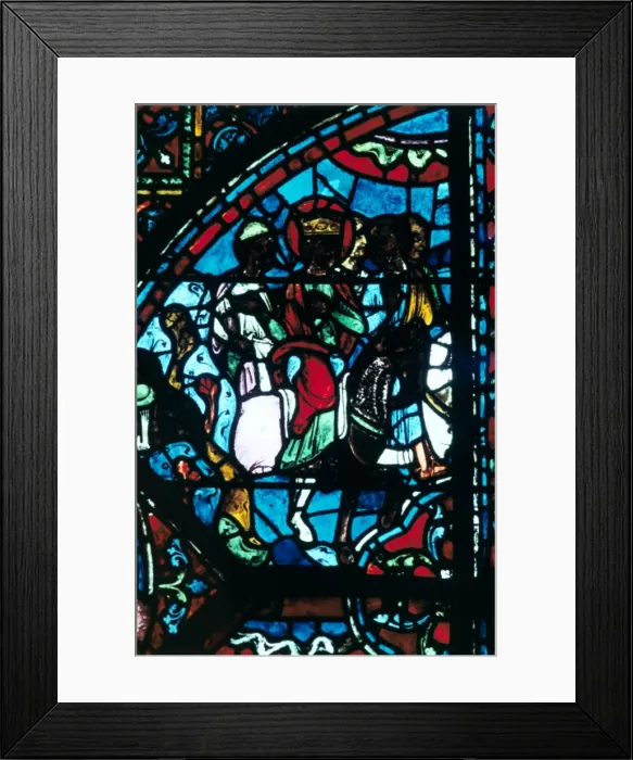 Framed Print : Charlemagne leaves Spain, Stained glass, Chartres Cathedral, France, c1225 Framed Print : Charlemagne leaves Spain, Stained glass, Chartres Cathedral, France, c1225