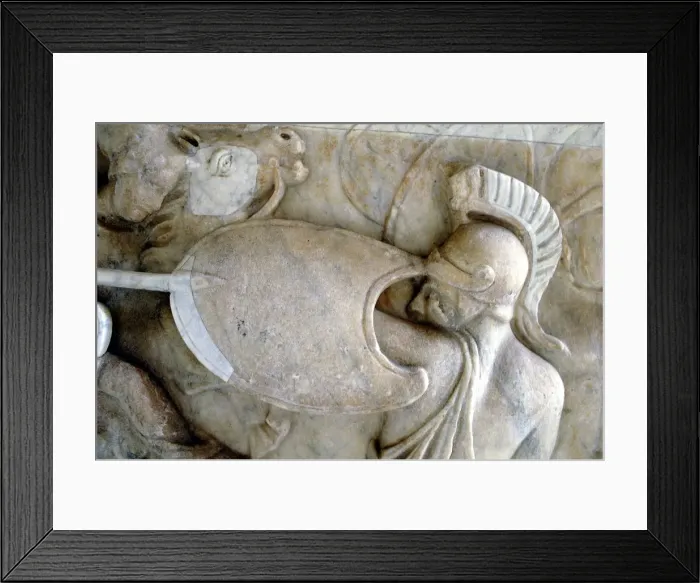 Framed Print : Greek Hoplite in battle against the Amazons (30BC-200AD?) Framed Print : Greek Hoplite in battle against the Amazons (30BC-200AD?)