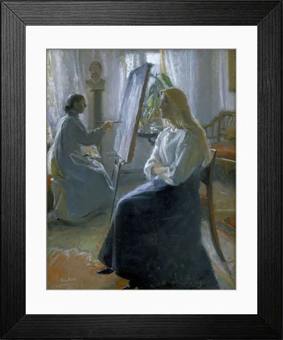 Framed Print : In the Studio, Anna Ancher, the Artists Wife Painting, late 19th-early 20th century. Artist: Michael Peter Ancher Framed Print : In the Studio, Anna Ancher, the Artists Wife Painting, late 19th-early 20th century. Artist: Michael Peter Ancher