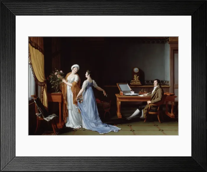 Framed Print : Count de la Forest with his Wife and Daughter, 1804. Artist: Andre Vincent Francois Framed Print : Count de la Forest with his Wife and Daughter, 1804. Artist: Andre Vincent Francois