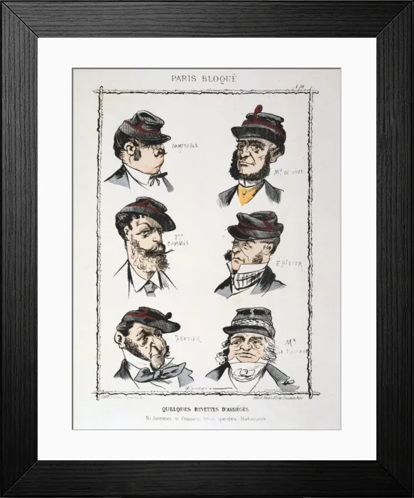 Framed Print : Quelques Binettes d Assieges, 1870-1871 Framed Print : Quelques Binettes d Assieges, 1870-1871
