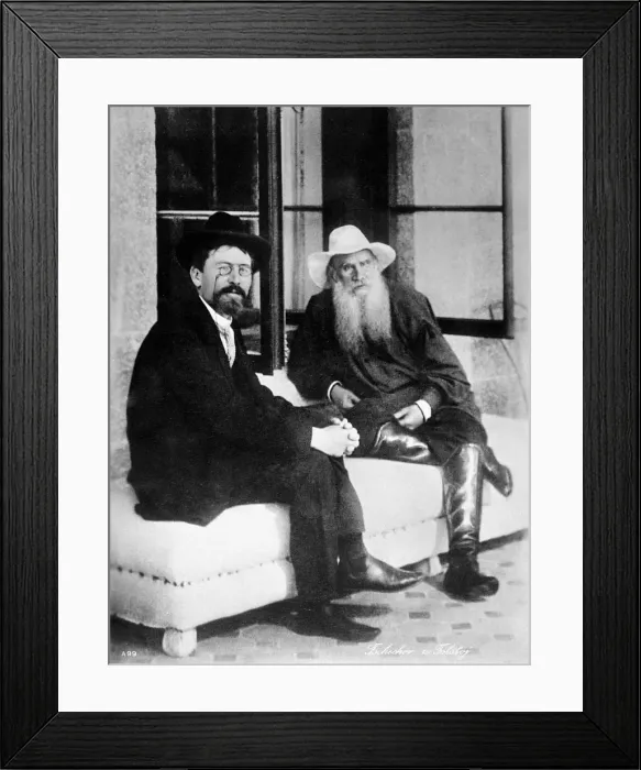 Framed Print : Chekhov and Tolstoy, late 19th century Framed Print : Chekhov and Tolstoy, late 19th century