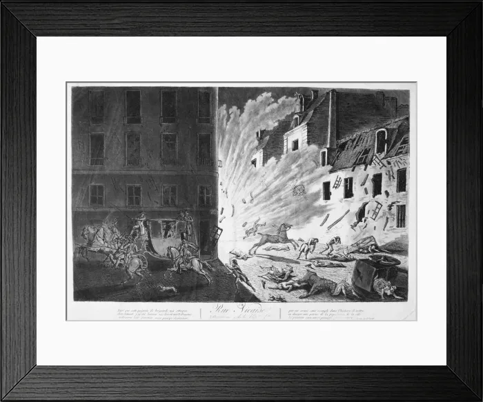 Framed Print : Attempt to assassinate Napoleon, 24 December, 1800 Framed Print : Attempt to assassinate Napoleon, 24 December, 1800
