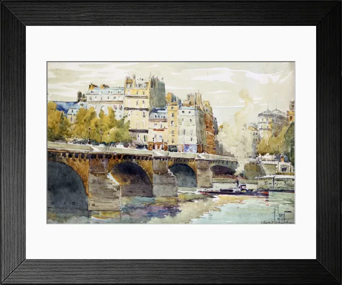 Framed Print : The New Bridge and the Quay of the Louvre, c1890-c1938. Artist: Rene Leverd Framed Print : The New Bridge and the Quay of the Louvre, c1890-c1938. Artist: Rene Leverd