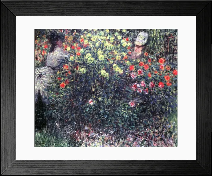 Framed Print : Girls in a solid mass of dahlias, 1875. Artist: Claude Monet Framed Print : Girls in a solid mass of dahlias, 1875. Artist: Claude Monet