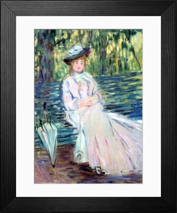 Framed Print : Woman Seated on a Bench, c1874. Artist: Claude Monet Framed Print : Woman Seated on a Bench, c1874. Artist: Claude Monet