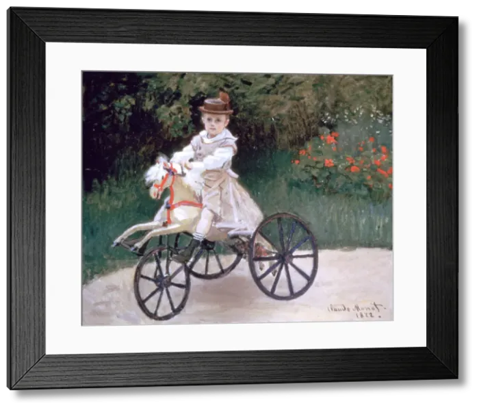 Framed Print : Jean Monet on a mechanical horse, 1872. Artist: Claude Monet Framed Print : Jean Monet on a mechanical horse, 1872. Artist: Claude Monet