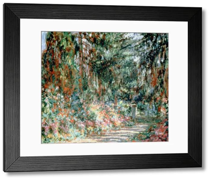 Framed Print : Monets Garden c1880. Artist: Claude Monet Framed Print : Monets Garden c1880. Artist: Claude Monet