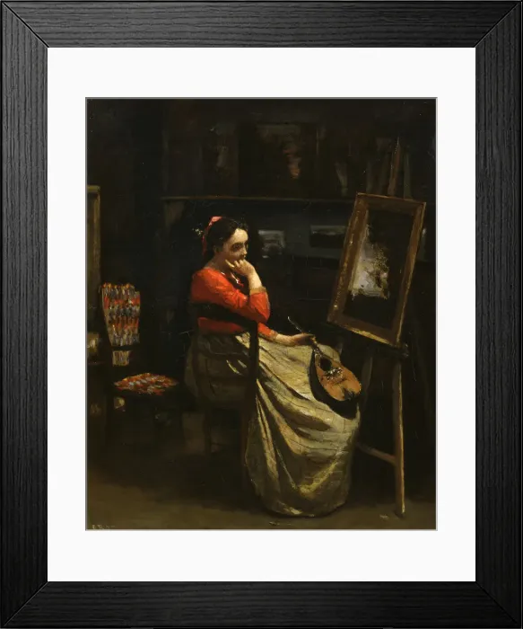 Framed Print : The Workshop of Corot, Young Woman with Red Blouse, 1865-1870. Artist: Jean-Baptiste-Camille Corot Framed Print : The Workshop of Corot, Young Woman with Red Blouse, 1865-1870. Artist: Jean-Baptiste-Camille Corot