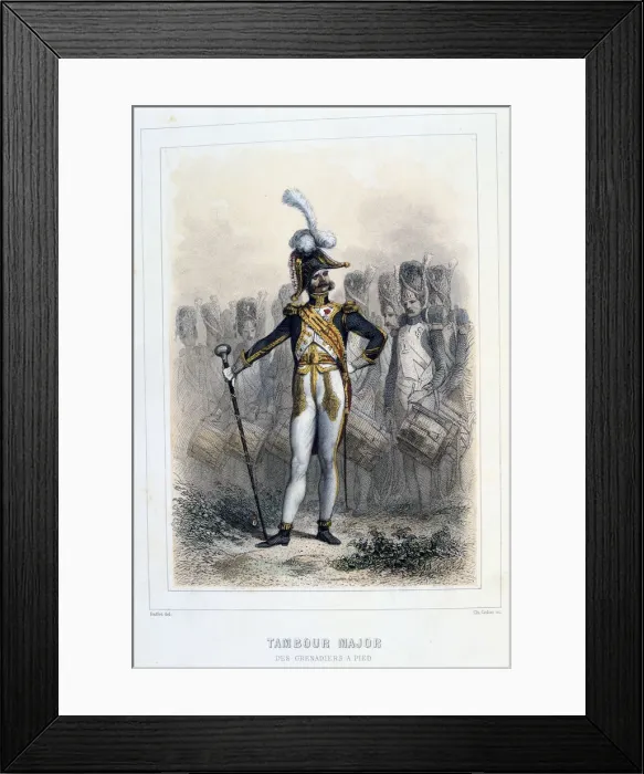 Framed Print : Drum Major of the Grenadiers-a-Pied, 1859. Artist: Auguste Raffet Framed Print : Drum Major of the Grenadiers-a-Pied, 1859. Artist: Auguste Raffet